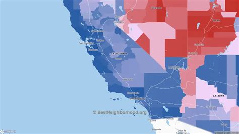California Political Map Democrat And Republican Areas In California