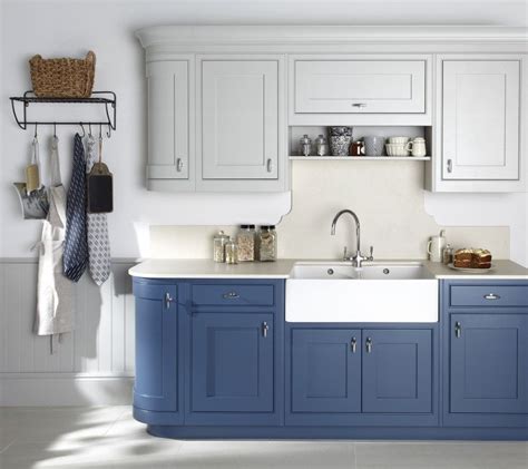 My new kitchen cabinets are a soft grey from lowe's, shenandoah! Burbidge's Langton Kitchen painted in Old Navy and Soft Grey - Curved Doors, Doors, Drawers ...