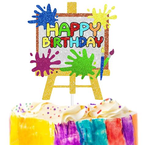 Buy Art Happy Birthday Cake Topper Painting Graffiti Drawing Artist