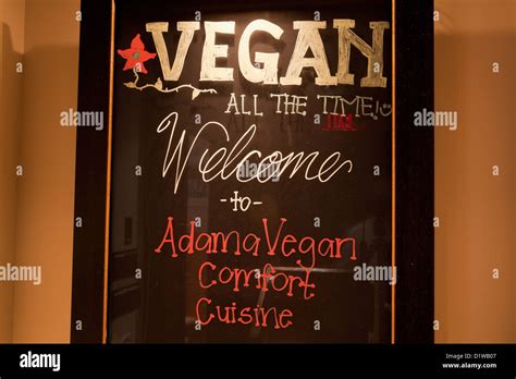 Sign At Adama Vegan Restaurant Santa Barbara California United