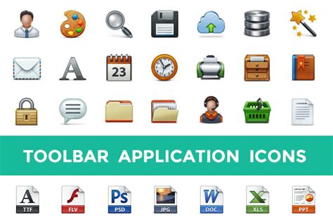 Toolbar Application Icon Set Custom Designed Icons Creative Market