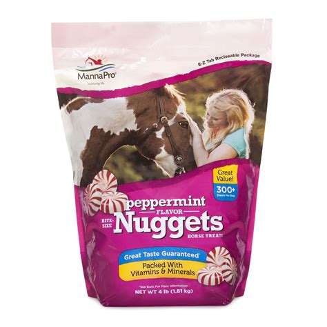 Manna Pro Bite Size Horse Treats Peppermint Flavor Nuggets 4 Lb