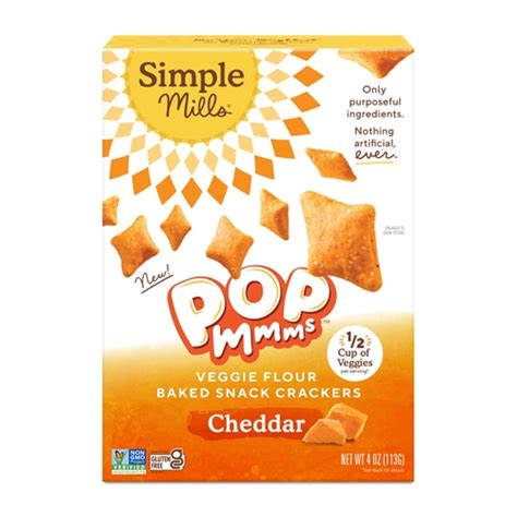 Simple Mills Pop Mmms Veggie Flour Baked Snack Crackers Cheddar 4 Oz