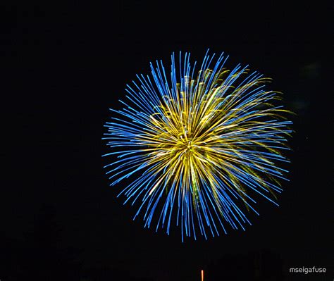 Blue And Yellow Fireworks By Mseigafuse Redbubble