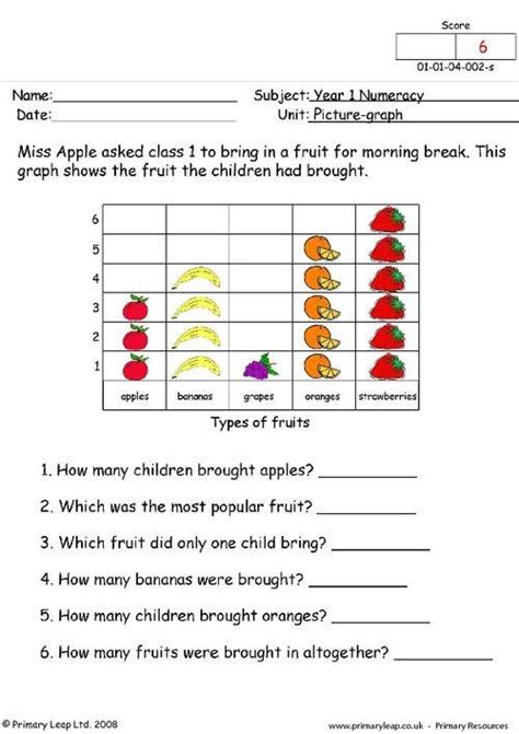 Writing numbers up to 1,000, number words up to 1,000 skip counting by 2's, 5's, 10's, identify even and odd numbers compare numbers up to 1,000, roman numerals i, v. Pictograph Worksheets Pdf 7 pdf Math Worksheets Grade 1 ...