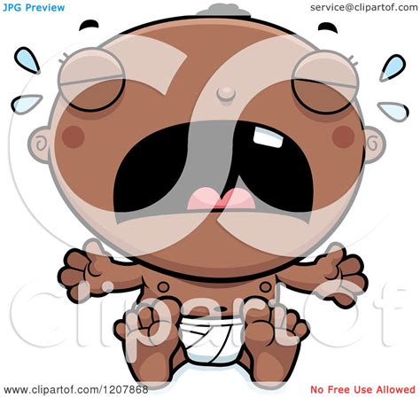 Cartoon Of A Crying Black Baby Boy Royalty Free Vector
