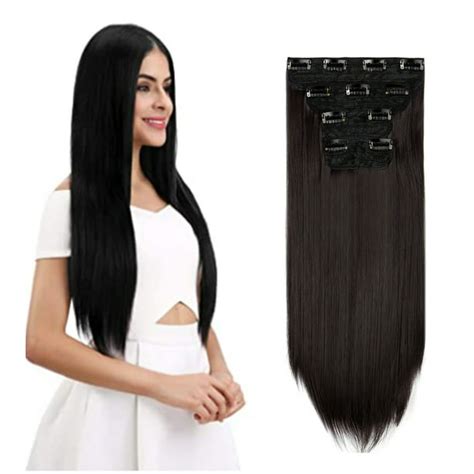 4pcs Clip In Straight Hair Extensions Natural Straight Hairpieces With 11 Clips 1824 Inch