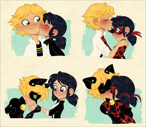 Ladybug And Cat Noir Kissing In Love Image About Kiss In Miraculous