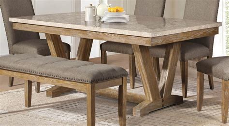 Jemez Rustic Rectangle Woodfaux Marble Dining Table 1000 In 2020
