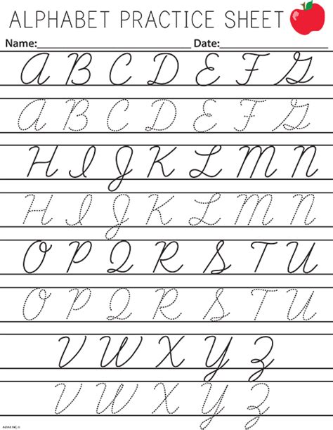 Abeka Cursive Writing Chart