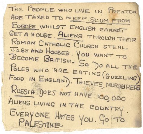 English Hate Mail Received Around The Time Of Naturalisation C1947