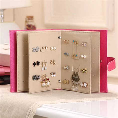 Leather Jewelry Storage Women Stud Earrings Collection Book Pu Earring