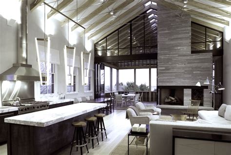 This modern, barn house plan boasts sweeping roof lines, functional design touches, and charming, rustic materials, which all come together to create a warm, inviting energy. modern-barn-house-living-room-open-floor-plan-cococozy ...