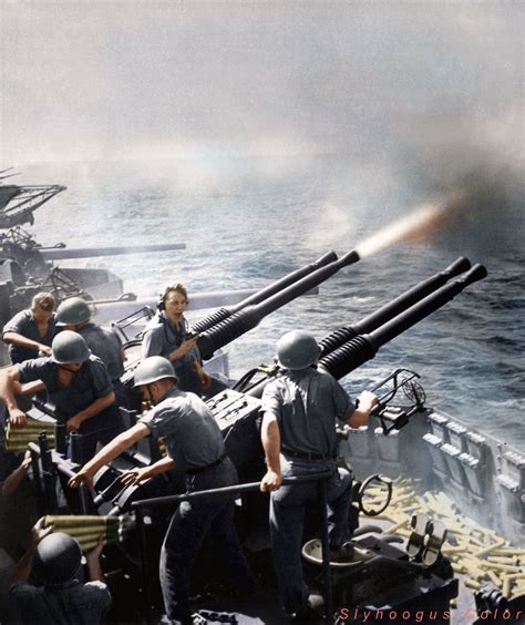 Bofors 40mm Gun Firing Us Navy Rcolorization