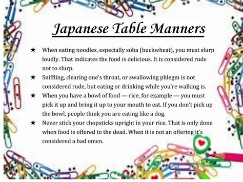 The Japanese Table Manner Is Used To Describe What Things Are Going On In This Picture