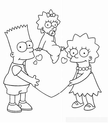 Coloring Valentine Bart Valentines Simpsons Lisa Maggie