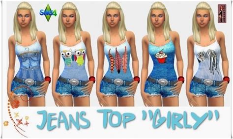Girly Denim Top At Annetts Sims 4 Welt Sims 4 Updates