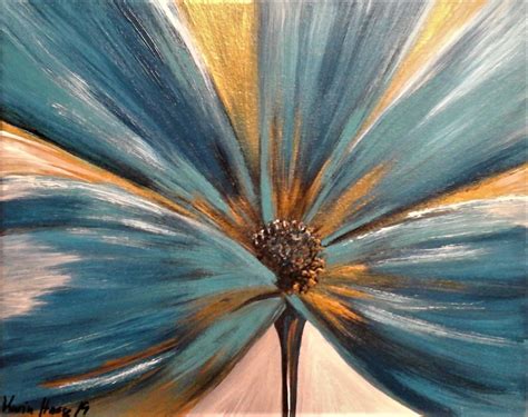 Es entstanden acrylbilder und mit viel leidenschaft zur abstrakten malerei. blaue Blüte mit gold - Modern, Schwarz, Acrylmalerei, Calla von Karin Haase bei KunstNet