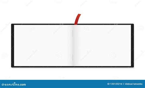 A5 Horizontal Notepad Red Bookmark Mockup Isolated Stock Vector