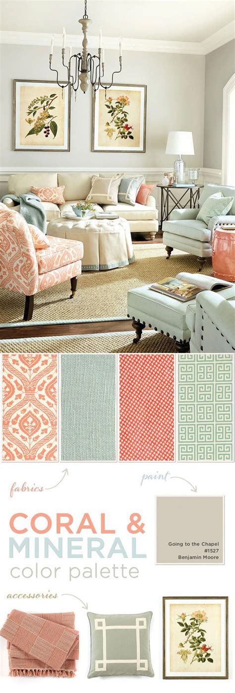 Living Room Color Palette Of Coral And Mineral For The Walls Try