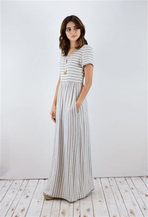Striped Short Sleeve Maxi Dress S Xl