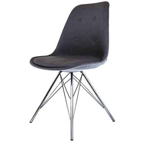 It's comfortable and not bulky around a dinner table. Eiffel Inspired Dark Grey Fabric Dining Chair with Chrome ...
