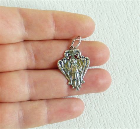Vintage Sterling Silver Guardian Angel Religious Pendant Etsy