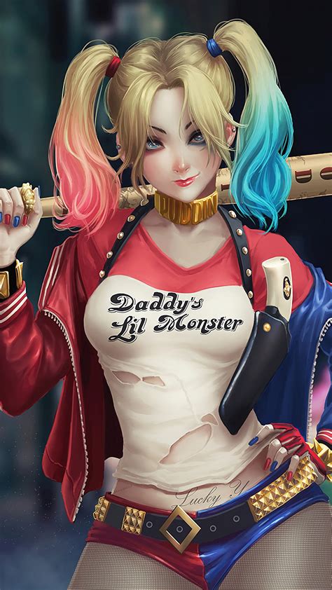 1080x1920 harley quinn anime iphone 7 6s 6 plus pixel xl one plus 3 3t 5 hd 4k wallpapers