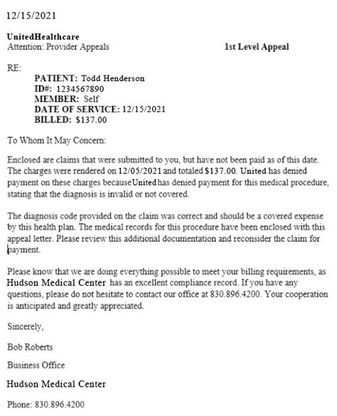 Medication Denial Appeal Letter Template