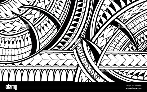 Maori Polynesian Pattern Illustrations On White Background Stock Photo