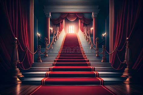 Red Carpet Leading Up To Stairsgenerative Ai Stock Illustration