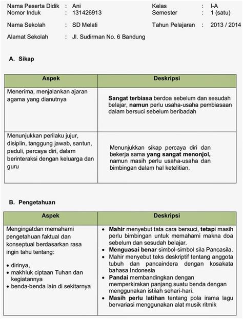 Contoh Raport Deskripsi - Dunia Sosial