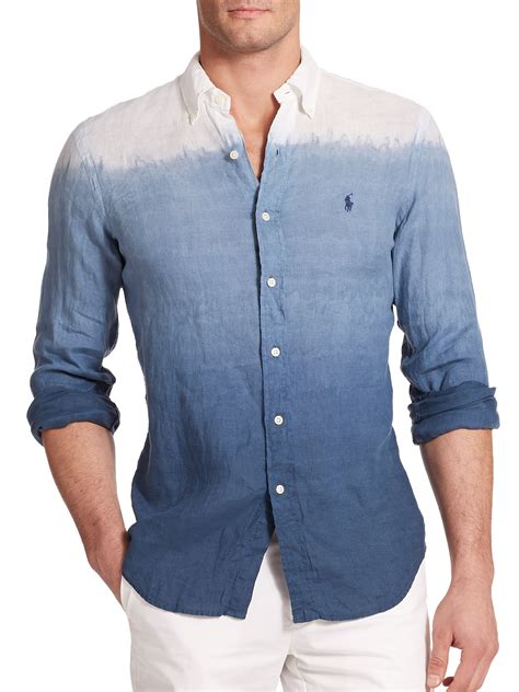 Polo Ralph Lauren Dip Dyed Linen Sportshirt In Blue For Men Lyst