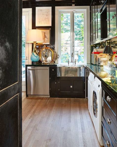 Black Lacquer Kitchen Of Miles Redds New York Townhouse Kitchen Dining