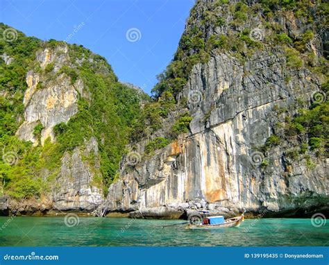 Limestone Cliffs Of Phi Phi Leh Island Krabi Province Thailand Stock