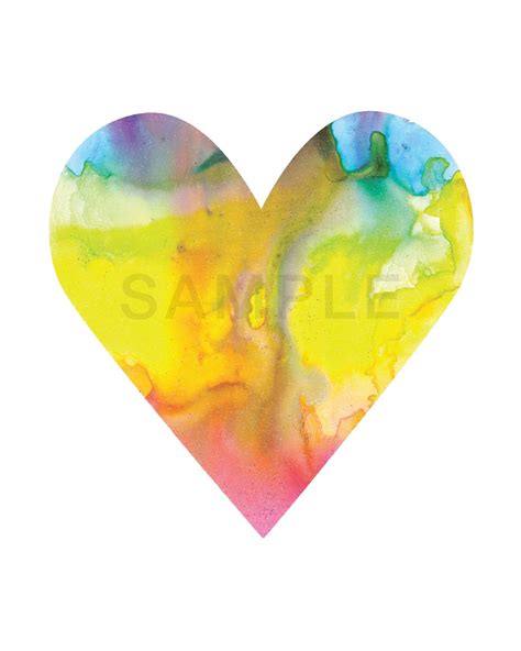 Rainbow Watercolor Printable Rainbow Love Heart Set Of Etsy