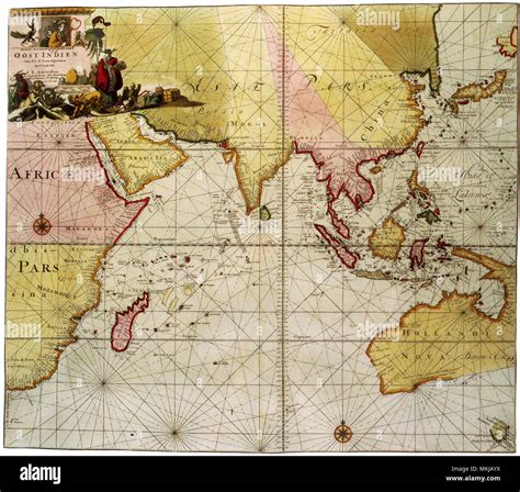 Map Of The Indian Ocean 1700 Stock Photo Alamy