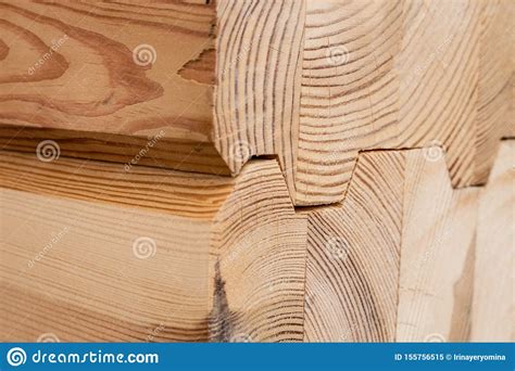 Wood Glued Timber Close Up Wooden Grain Timber End Background Glued