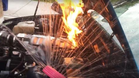 Watch This Guy Battle An Engine Fire With A Yard Sprinkler TechKee
