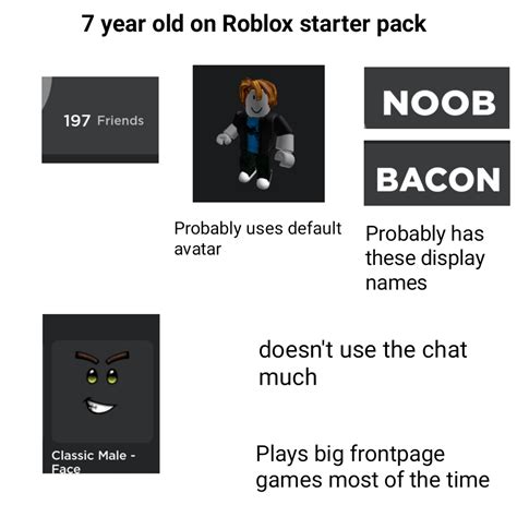7 Year Old On Roblox Starter Pack Rstarterpacks Starter Packs