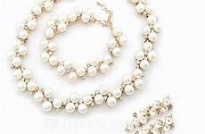 jjshouse loading alloy rhinestone pearl elegant ladies sets jewelry
