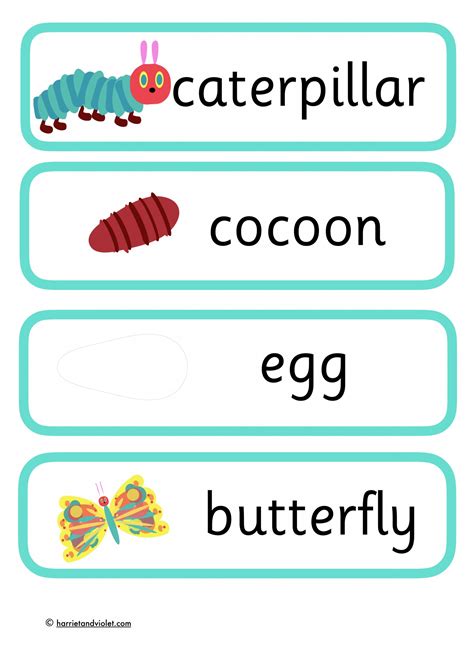 The Very Hungry Caterpillar Flashcards Printable Printable Word Searches