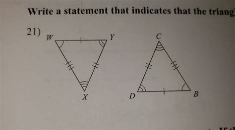 The order of the letters is very important, as corresponding parts must be written in the same order. write a statement that indicates that the triangles to ...