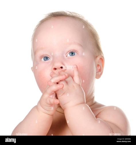 Little Baby Is Thoughtfully Looking Sideways Stock Photo Alamy