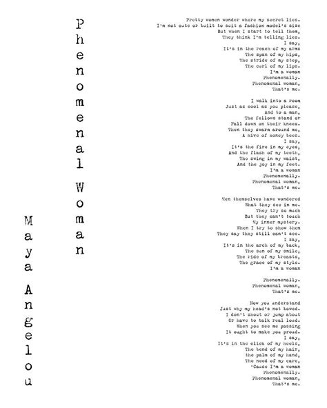 Writer and civil rights activist maya angelou was born on april 4, 1928, in st. Phenomenal Woman by Maya Angelou - Feminism Poetry Digital ...