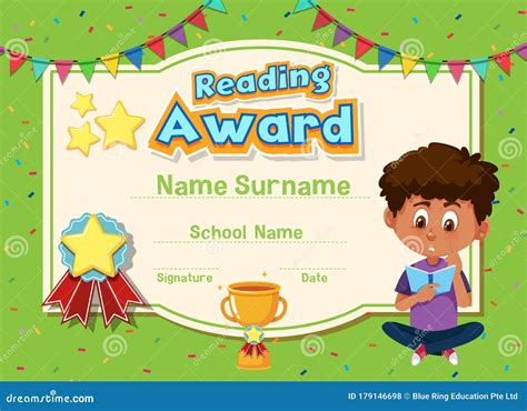 Certificate Template For Reading Award With Kids Reading Books In