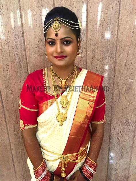 Traditional Southern Indian Bride Kusuma Wears Bridal Silk Saree And