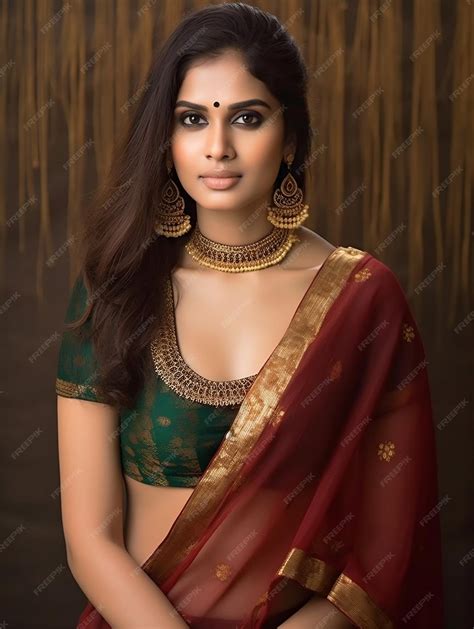 Premium Ai Image A Portrait Of Beautiful Sri Lanka Girl Wearing Saree