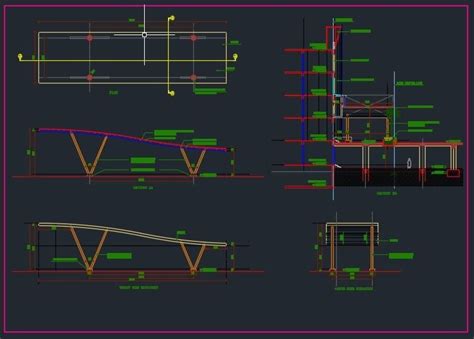 Tent details show canopy details for display aluminum frame that can prevent rust for last its life time. Canopy Elevation and Cross Section Details Autocad Drawing