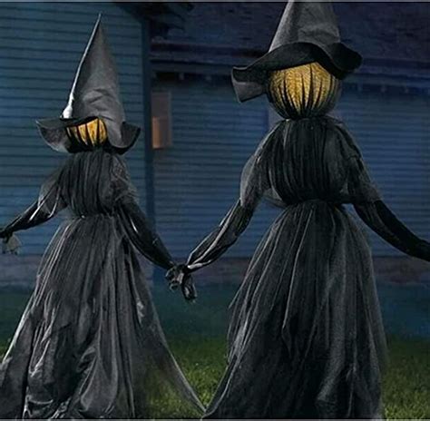 Visiting Light Up Witches With Stakes Set Of 3 Halloween